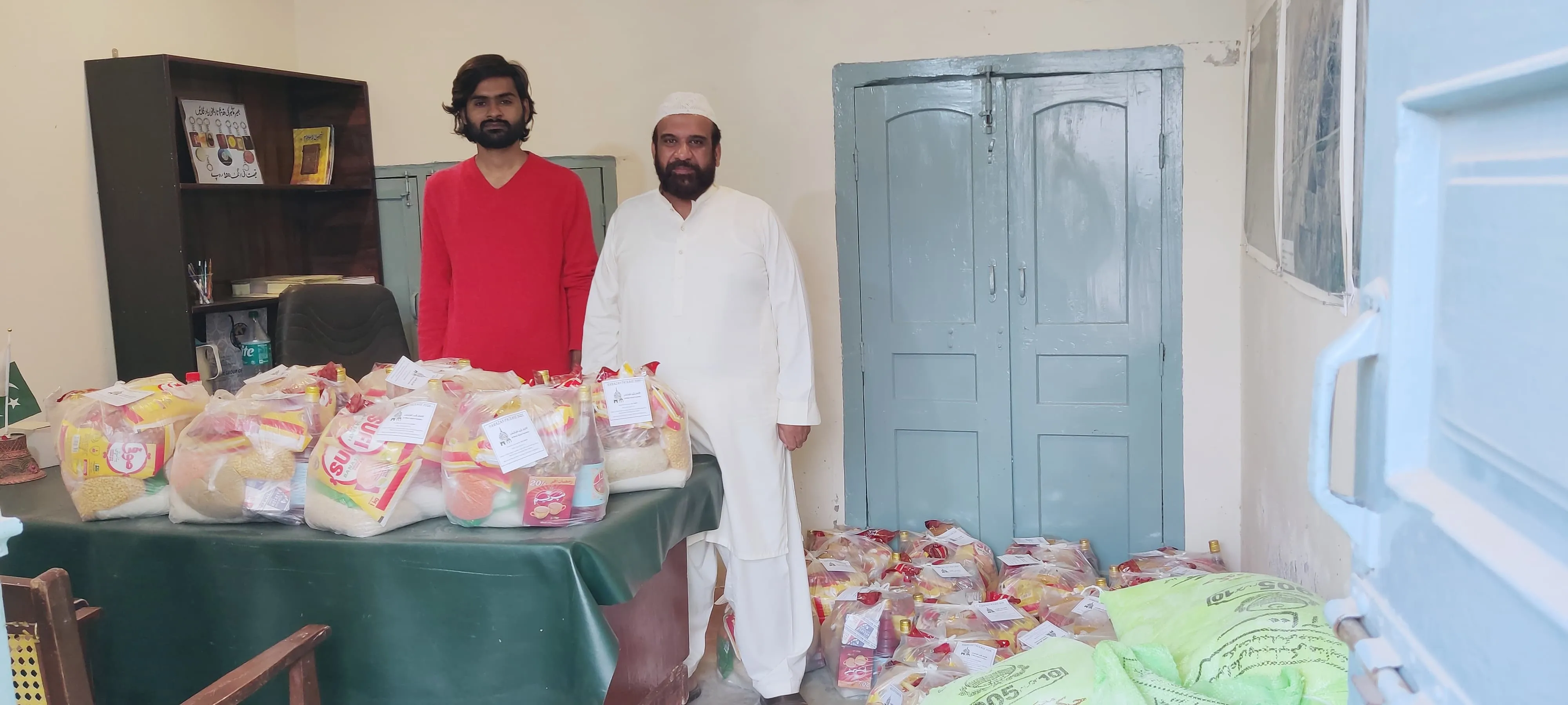 AIBF branded ration bags being distributed