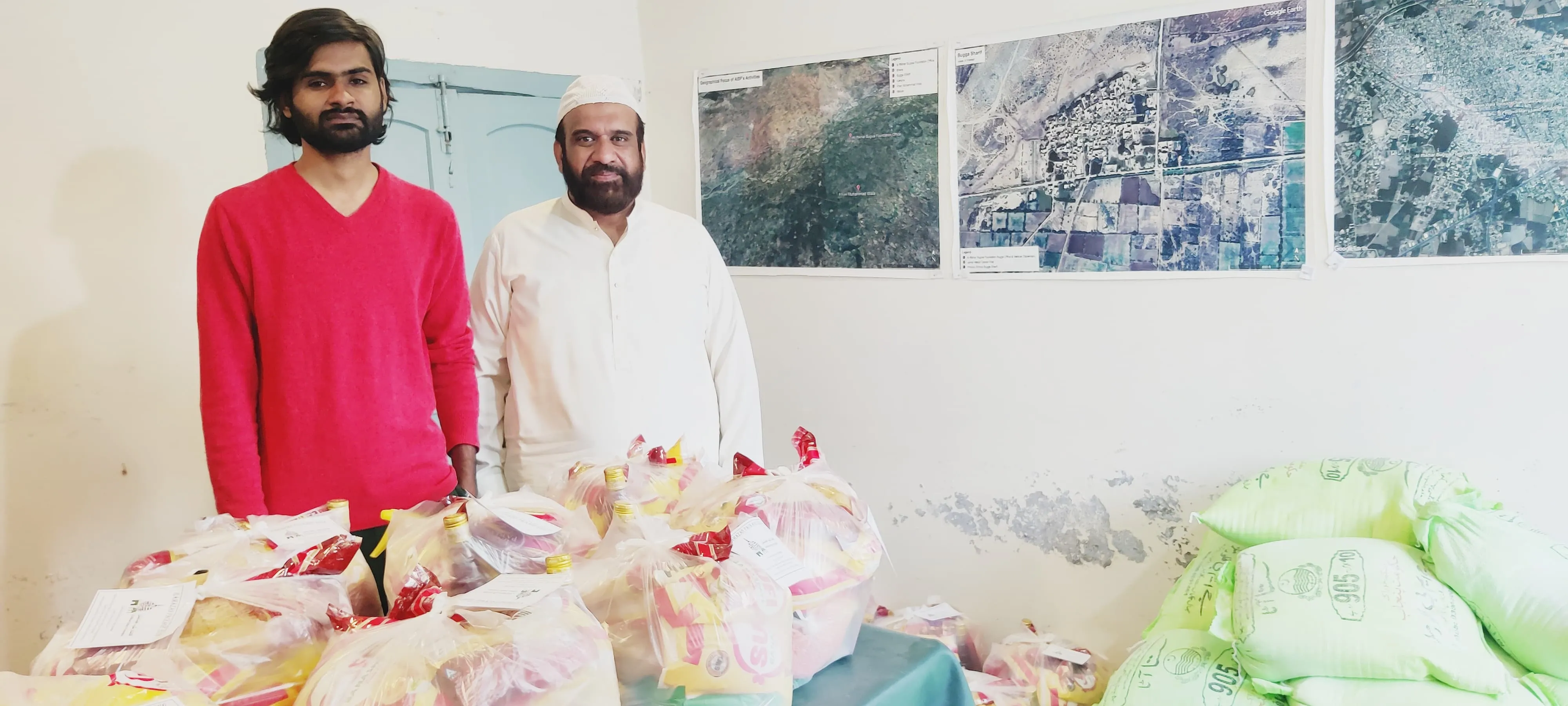 AIBF team with ration bags at Bhera office